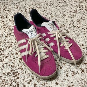 Ladies Pink Adidas Gazelle Shoes.